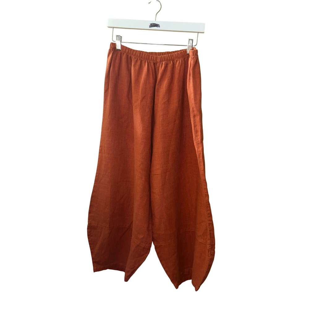 California Threads Orange 100% Linen Balloon Harem Pants XL Made in USA Boho